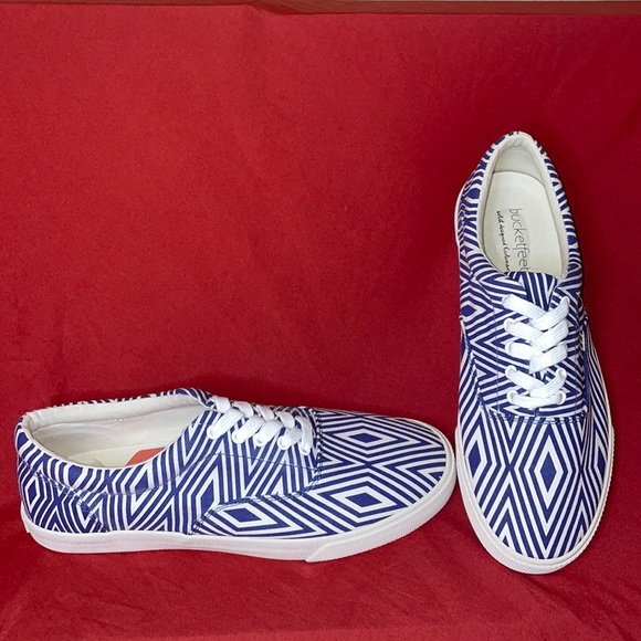 Bucketfeet Men’s Geo Canvas Lace-Up Blue/White Size 9 New in Box - Picture 3 of 7